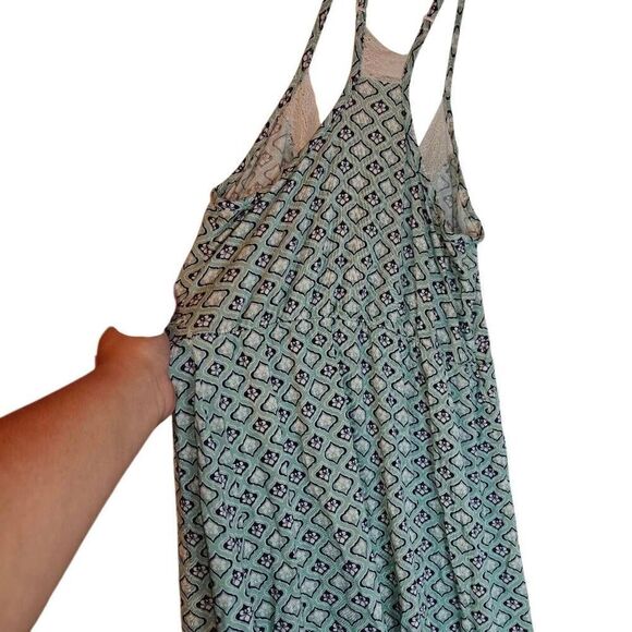 Lace Trim Abstract Print Boho Tunic Dress Top - Picture 5 of 8